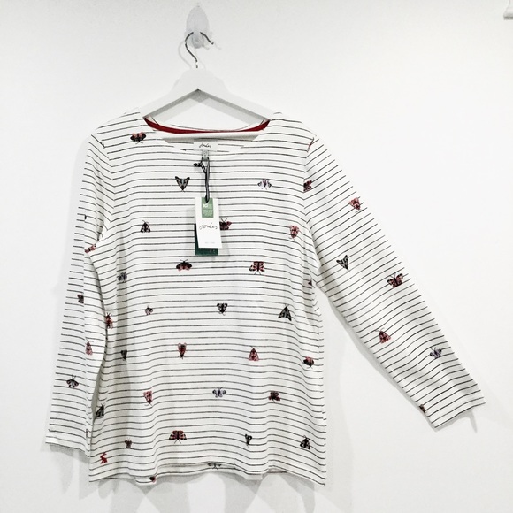 Joules Tops - Joules Women's Plus Size Butterfly Long Sleeve Striped 100% Cotton Shirt Sz 16